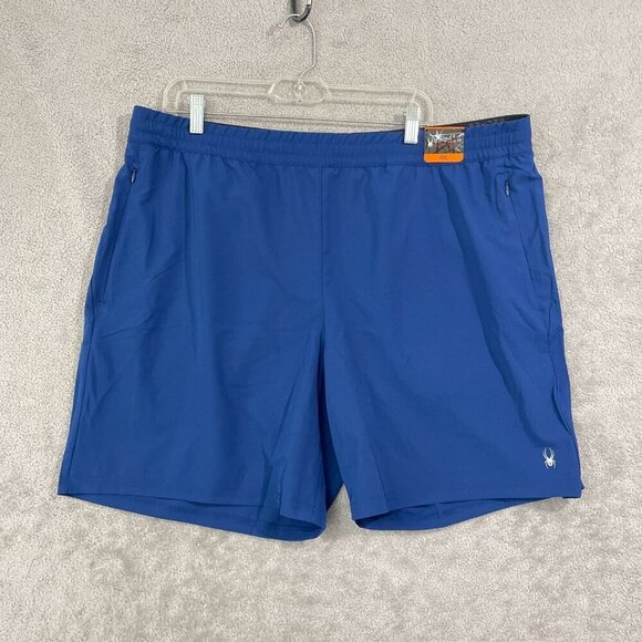 NEW Spyder Active Mens XXL Blue Lightweight 4-Way Stretch Athletic Shorts - Picture 2 of 8